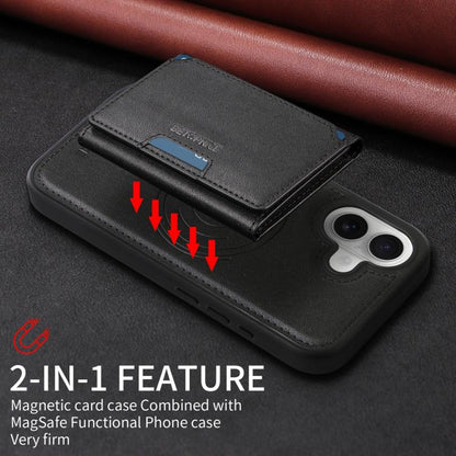 For iPhone 16 BETOPNICE Horizontal Flip Detachable MagSafe Wallet Phone Case(Black)