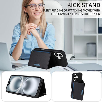 For iPhone 16 BETOPNICE Horizontal Flip Detachable MagSafe Wallet Phone Case(Black)