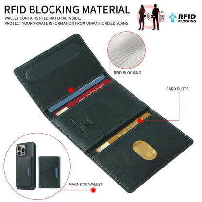 For iPhone 15 Pro Max BETOPNICE Horizontal Flip Detachable MagSafe Wallet Phone Case(Green)