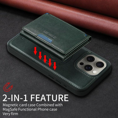 For iPhone 15 Pro Max BETOPNICE Horizontal Flip Detachable MagSafe Wallet Phone Case(Green)