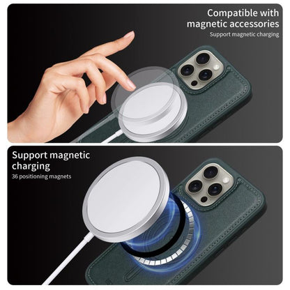 For iPhone 15 Pro Max BETOPNICE Horizontal Flip Detachable MagSafe Wallet Phone Case(Green)