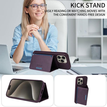 For iPhone 15 Pro Max BETOPNICE Horizontal Flip Detachable MagSafe Wallet Phone Case(Purple)