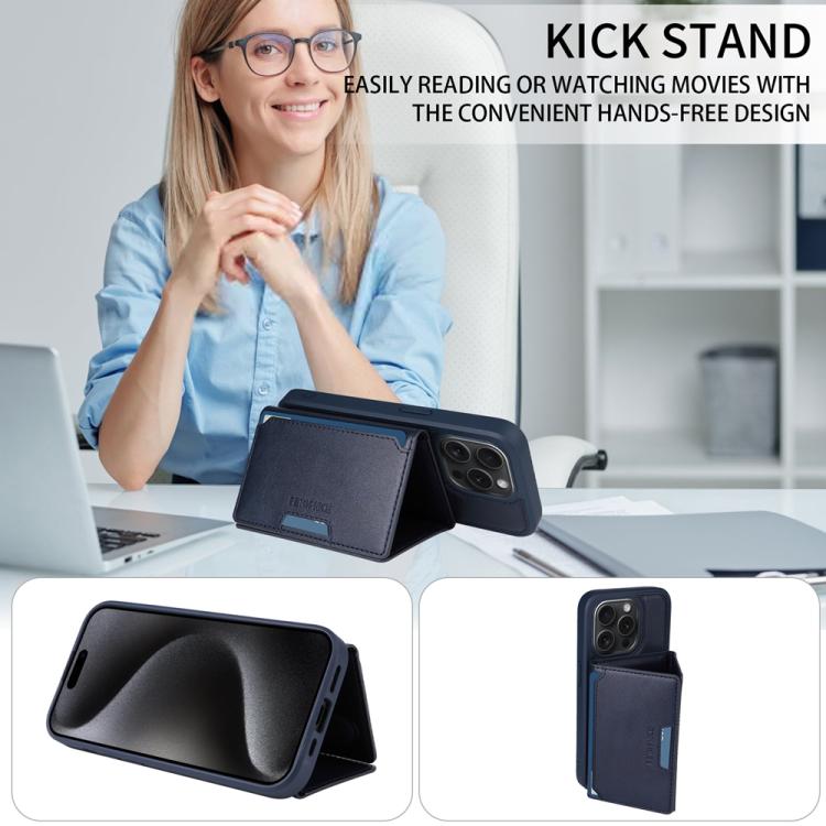 For iPhone 15 Pro BETOPNICE Horizontal Flip Detachable MagSafe Wallet Phone Case(Blue)