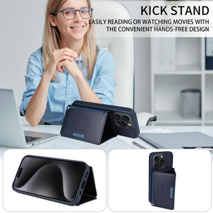 For iPhone 15 Pro BETOPNICE Horizontal Flip Detachable MagSafe Wallet Phone Case(Blue)