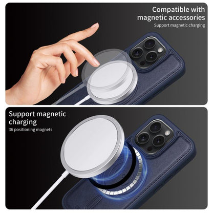 For iPhone 15 Pro BETOPNICE Horizontal Flip Detachable MagSafe Wallet Phone Case(Blue)