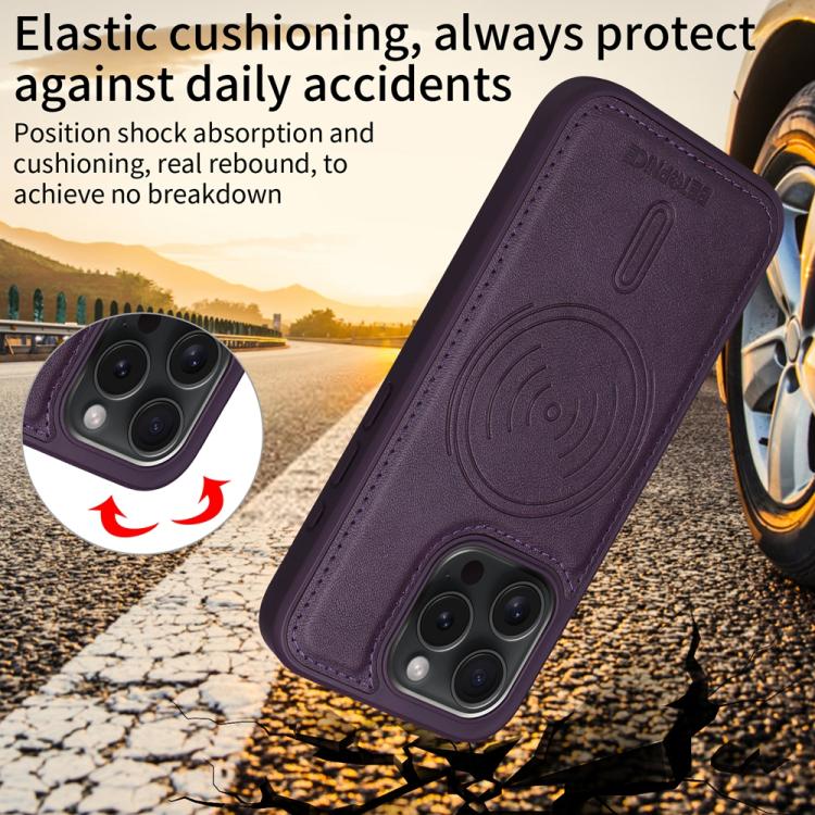 For iPhone 15 Pro BETOPNICE Horizontal Flip Detachable MagSafe Wallet Phone Case(Purple)
