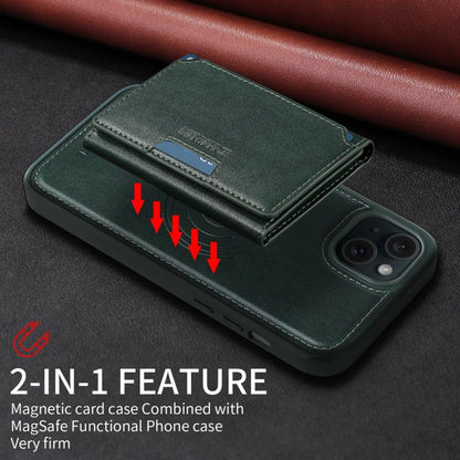 For iPhone 15 Plus BETOPNICE Horizontal Flip Detachable MagSafe Wallet Phone Case(Green)