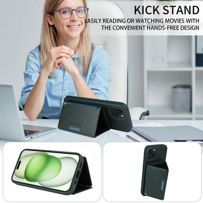 For iPhone 15 Plus BETOPNICE Horizontal Flip Detachable MagSafe Wallet Phone Case(Green)