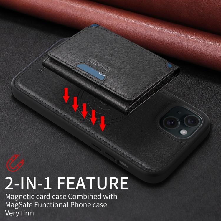 Pour iPhone 15 Plus Étui portefeuille MagSafe amovible à rabat horizontal BETOPNICE (noir)