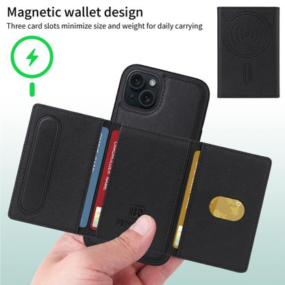 Pour iPhone 15 Plus Étui portefeuille MagSafe amovible à rabat horizontal BETOPNICE (noir)