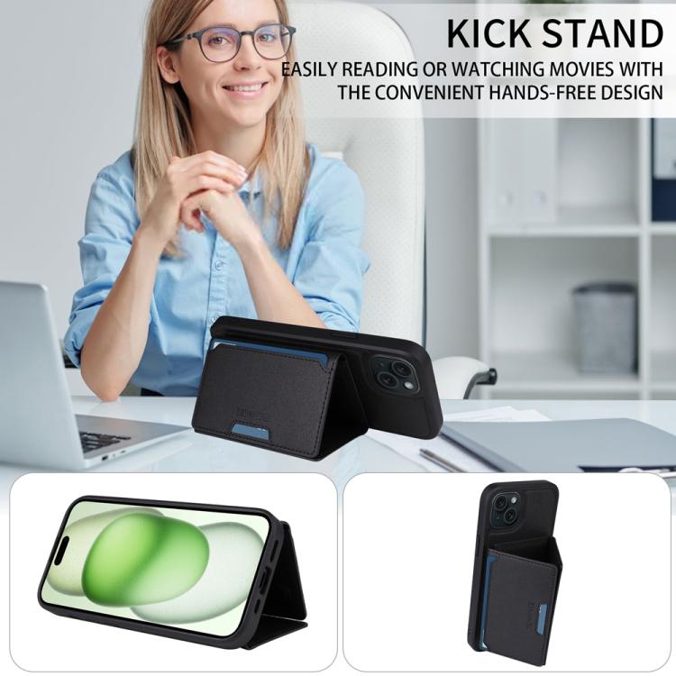 Pour iPhone 15 Plus Étui portefeuille MagSafe amovible à rabat horizontal BETOPNICE (noir)
