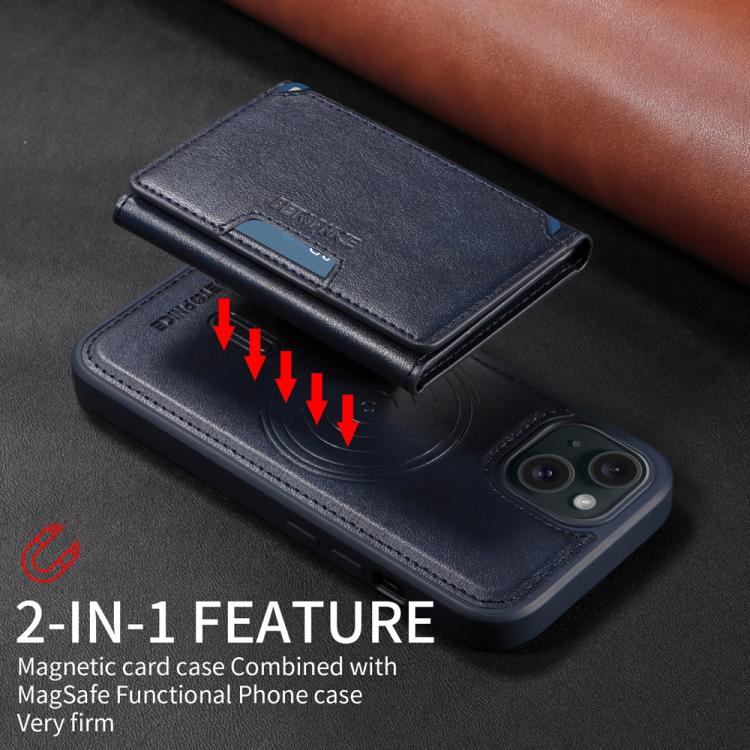 For iPhone 15 BETOPNICE Horizontal Flip Detachable MagSafe Wallet Phone Case(Blue)