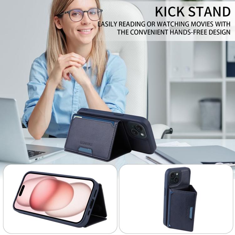 For iPhone 15 BETOPNICE Horizontal Flip Detachable MagSafe Wallet Phone Case(Blue)