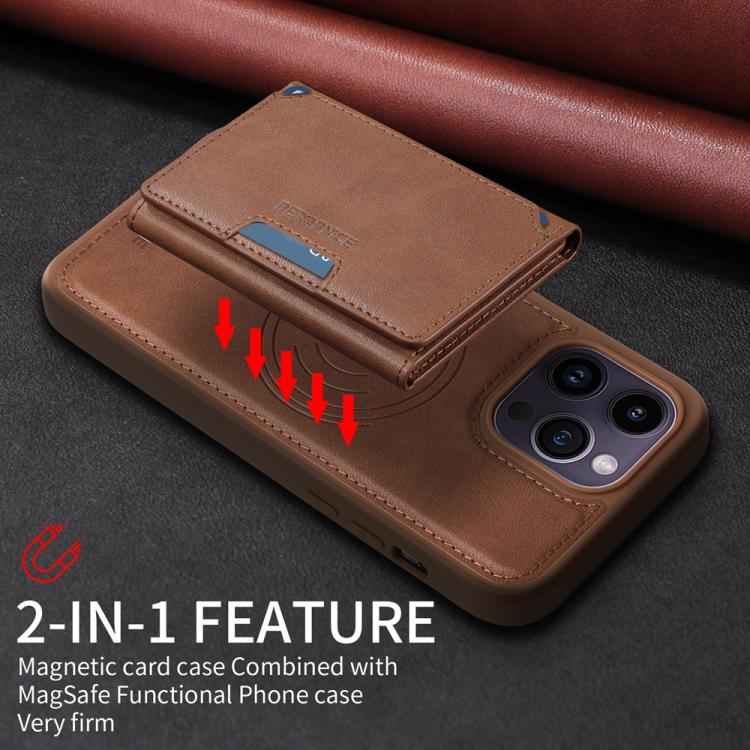 For iPhone 14 Pro Max BETOPNICE Horizontal Flip Detachable MagSafe Wallet Phone Case(Brown)