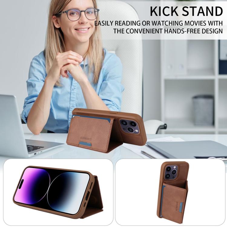 For iPhone 14 Pro Max BETOPNICE Horizontal Flip Detachable MagSafe Wallet Phone Case(Brown)