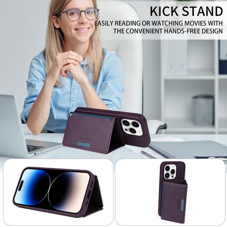 Pour iPhone 14 Pro Étui portefeuille amovible à rabat horizontal MagSafe BETOPNICE (Violet)
