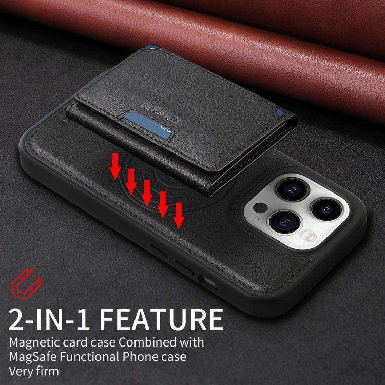 For iPhone 14 Pro BETOPNICE Horizontal Flip Detachable MagSafe Wallet Phone Case(Black)