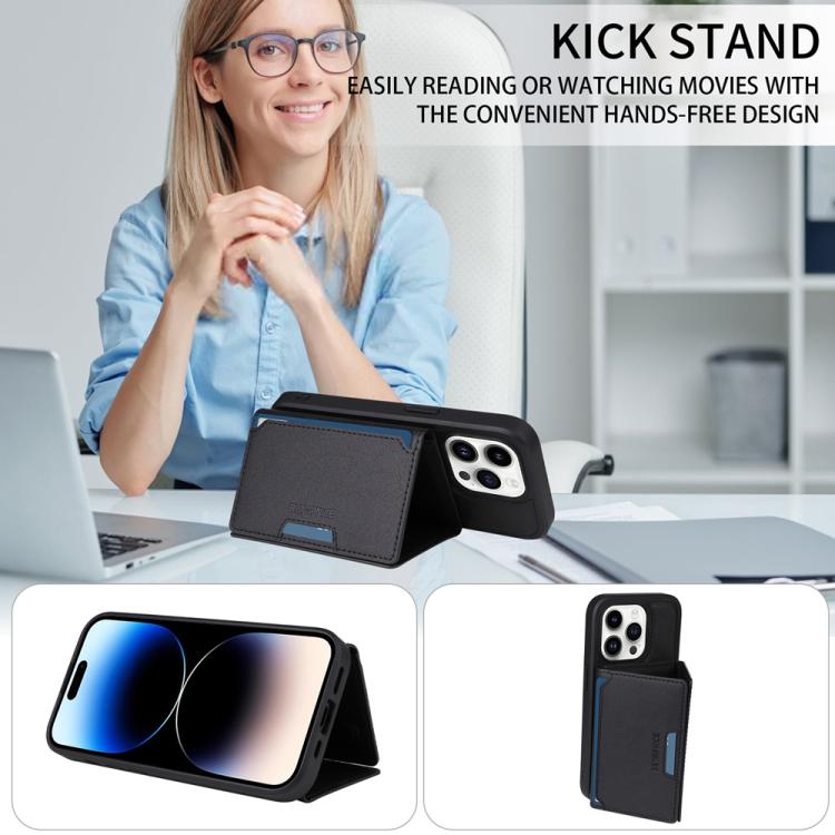 For iPhone 14 Pro BETOPNICE Horizontal Flip Detachable MagSafe Wallet Phone Case(Black)