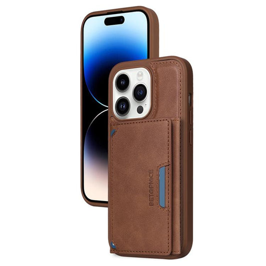 Pour iPhone 14 Pro Étui portefeuille magnétique détachable à rabat horizontal BETOPNICE (Marron)
