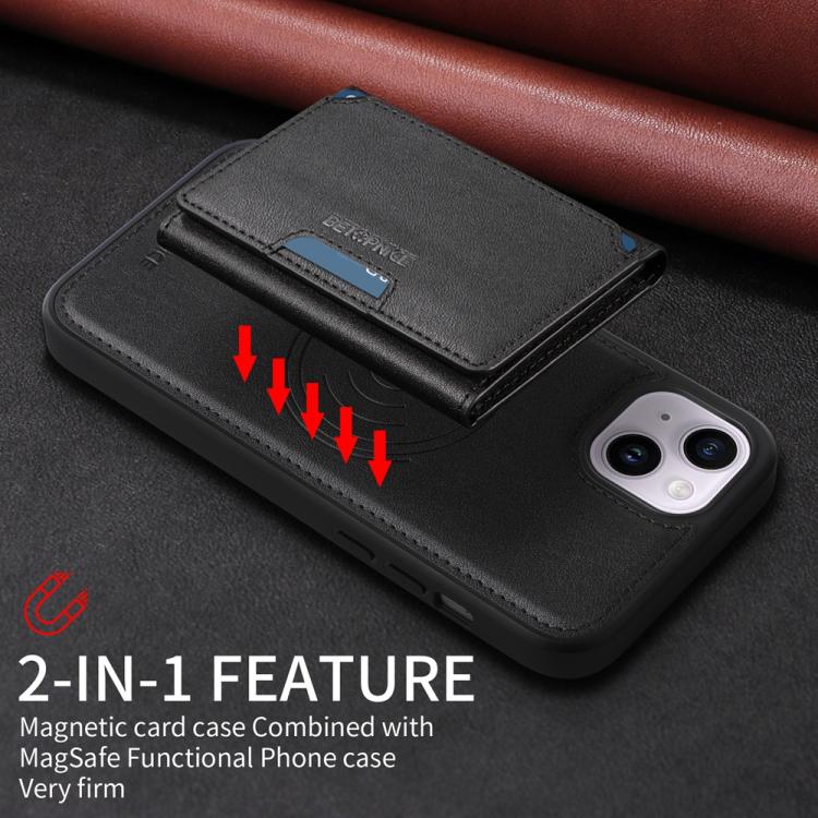 For iPhone 14 Plus BETOPNICE Horizontal Flip Detachable MagSafe Wallet Phone Case(Black)
