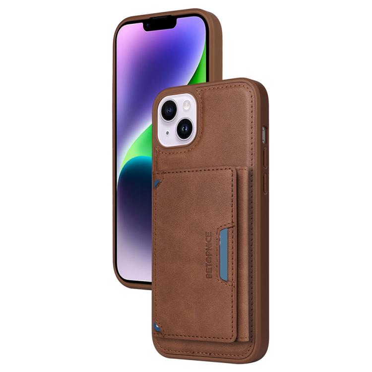 Pour iPhone 14 Plus Étui portefeuille MagSafe détachable à rabat horizontal BETOPNICE (marron)