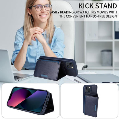For iPhone 14 / 13 BETOPNICE Horizontal Flip Detachable MagSafe Wallet Phone Case(Blue)