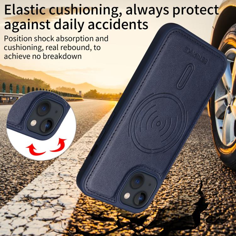 For iPhone 14 / 13 BETOPNICE Horizontal Flip Detachable MagSafe Wallet Phone Case(Blue)
