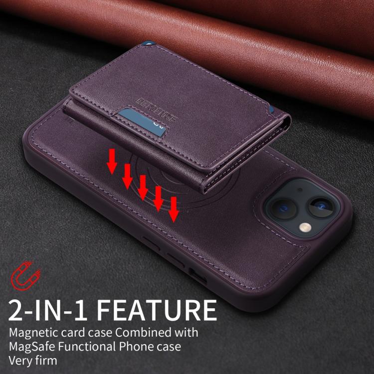 Pour iPhone 14 / 13 Étui de téléphone à portefeuille MagSafe détachable à rabat horizontal BETOPNICE (Violet)