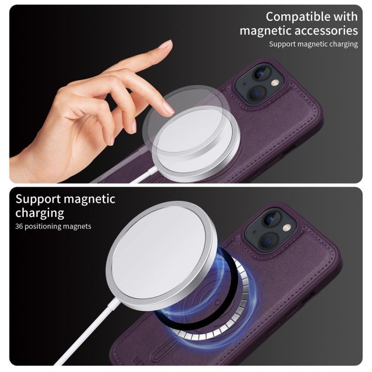 Pour iPhone 14 / 13 Étui de téléphone à portefeuille MagSafe détachable à rabat horizontal BETOPNICE (Violet)