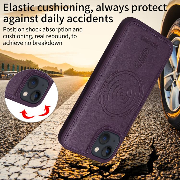 Pour iPhone 14 / 13 Étui de téléphone à portefeuille MagSafe détachable à rabat horizontal BETOPNICE (Violet)
