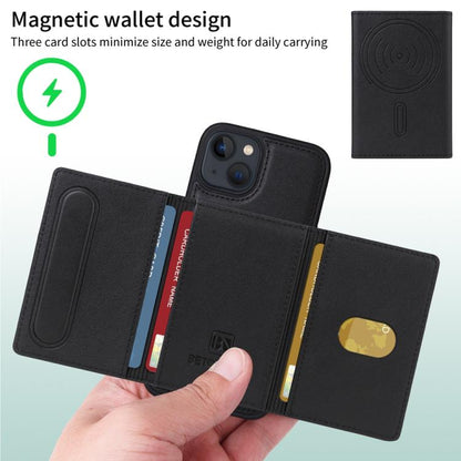 For iPhone 14 / 13 BETOPNICE Horizontal Flip Detachable MagSafe Wallet Phone Case(Black)