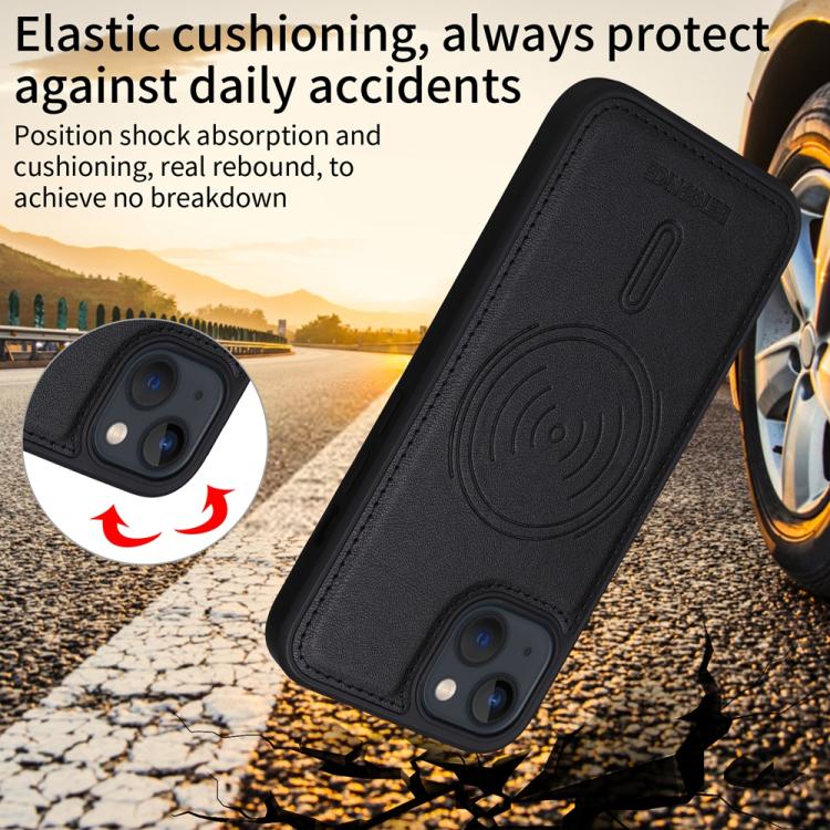 For iPhone 14 / 13 BETOPNICE Horizontal Flip Detachable MagSafe Wallet Phone Case(Black)