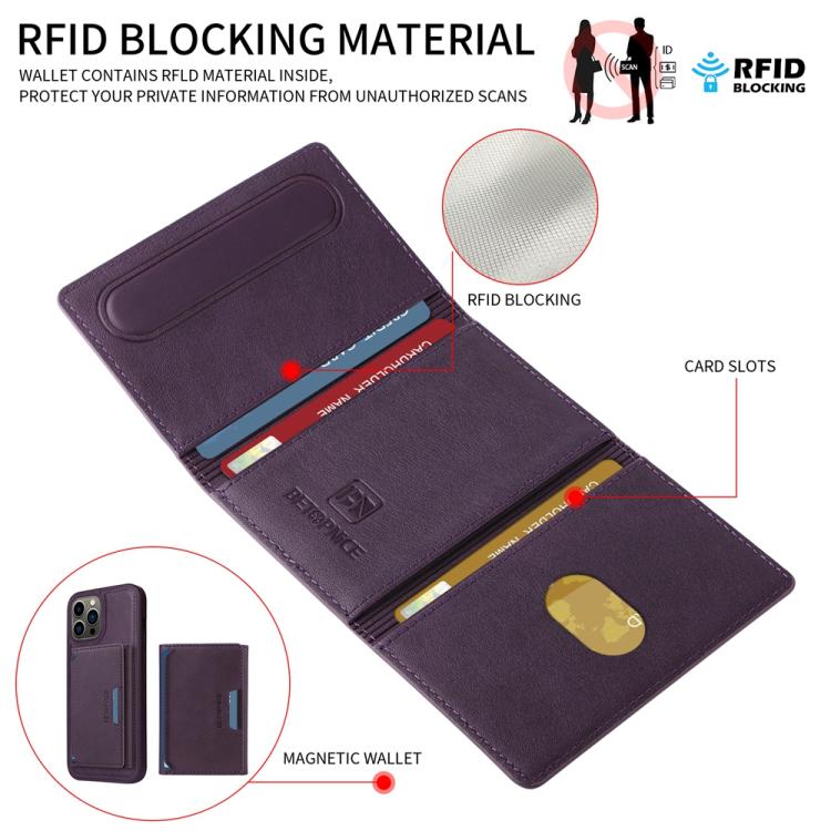 For iPhone 13 Pro Max BETOPNICE Horizontal Flip Detachable MagSafe Wallet Phone Case(Purple)