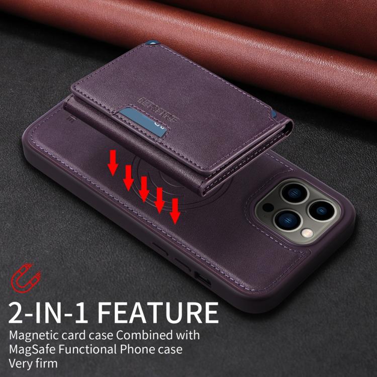 For iPhone 13 Pro Max BETOPNICE Horizontal Flip Detachable MagSafe Wallet Phone Case(Purple)