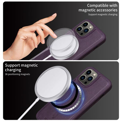 For iPhone 13 Pro Max BETOPNICE Horizontal Flip Detachable MagSafe Wallet Phone Case(Purple)