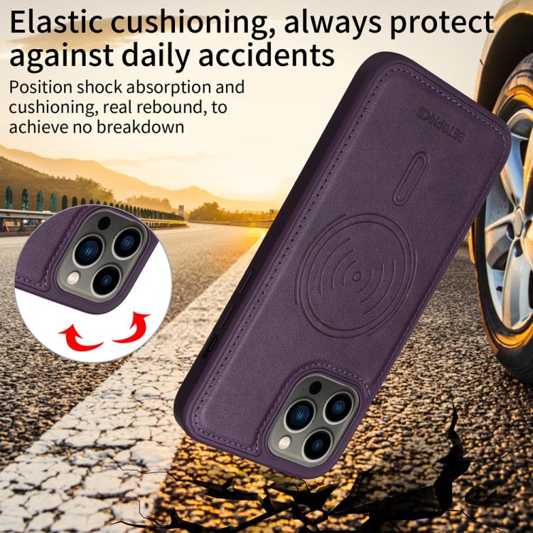 For iPhone 13 Pro Max BETOPNICE Horizontal Flip Detachable MagSafe Wallet Phone Case(Purple)