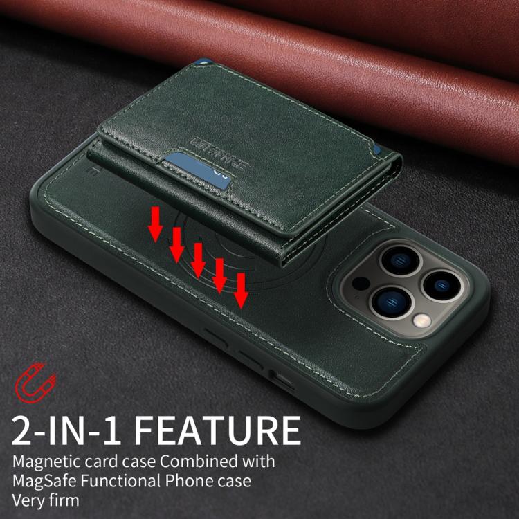 For iPhone 13 Pro BETOPNICE Horizontal Flip Detachable MagSafe Wallet Phone Case(Green)