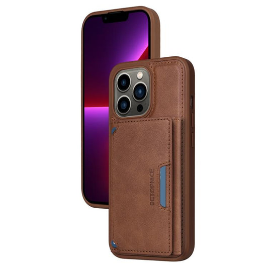 Pour iPhone 13 Pro Étui portefeuille amovible MagSafe à rabat horizontal BETOPNICE (Marron)