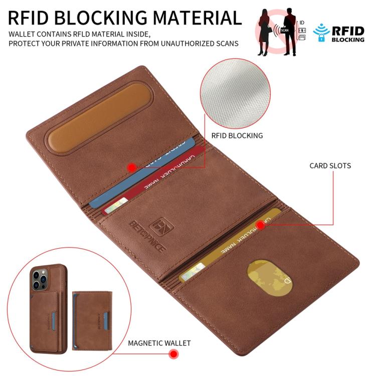For iPhone 13 Pro BETOPNICE Horizontal Flip Detachable MagSafe Wallet Phone Case(Brown)