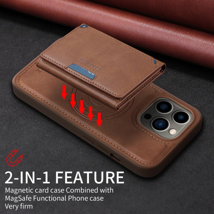 For iPhone 13 Pro BETOPNICE Horizontal Flip Detachable MagSafe Wallet Phone Case(Brown)