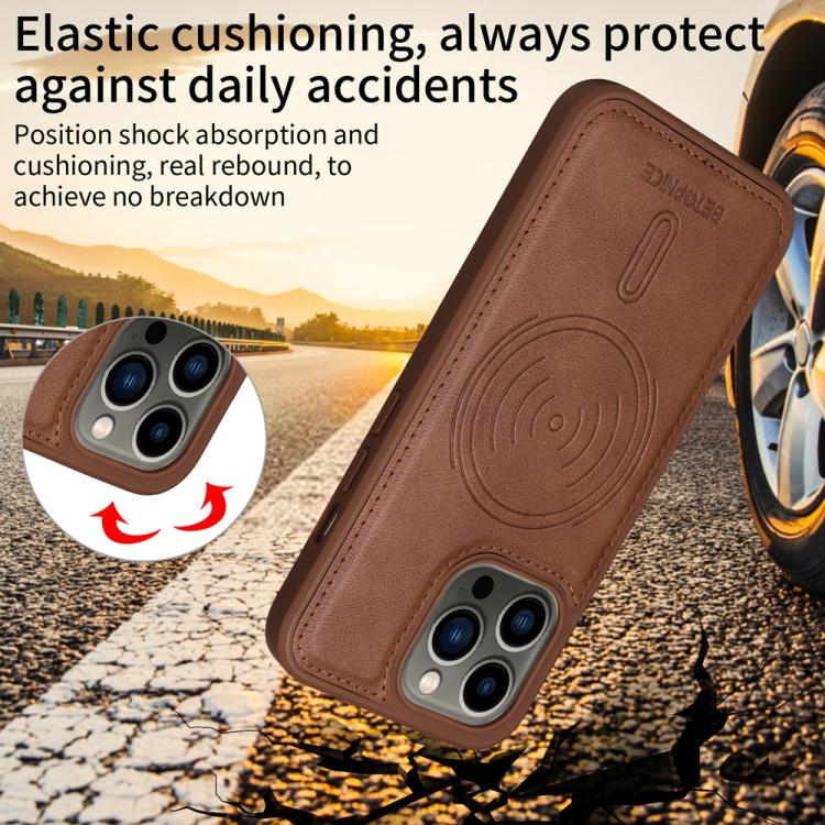 For iPhone 13 Pro BETOPNICE Horizontal Flip Detachable MagSafe Wallet Phone Case(Brown)