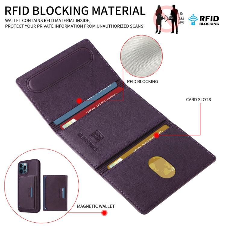 Pour iPhone 12 Pro Max Étui portefeuille détachable MagSafe à rabat horizontal BETOPNICE (Violet)