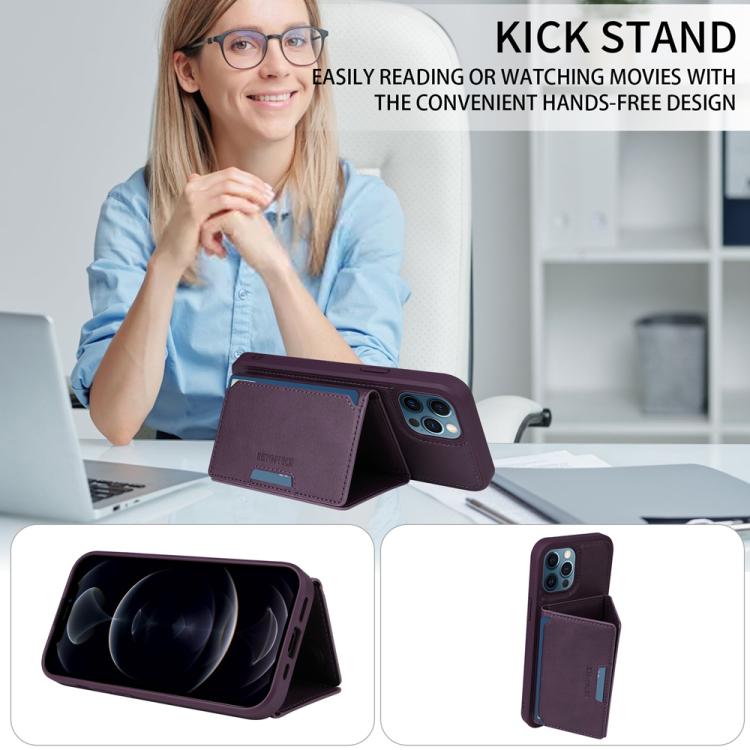 Pour iPhone 12 Pro Max Étui portefeuille détachable MagSafe à rabat horizontal BETOPNICE (Violet)