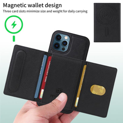 For iPhone 12 Pro Max BETOPNICE Horizontal Flip Detachable MagSafe Wallet Phone Case(Black)