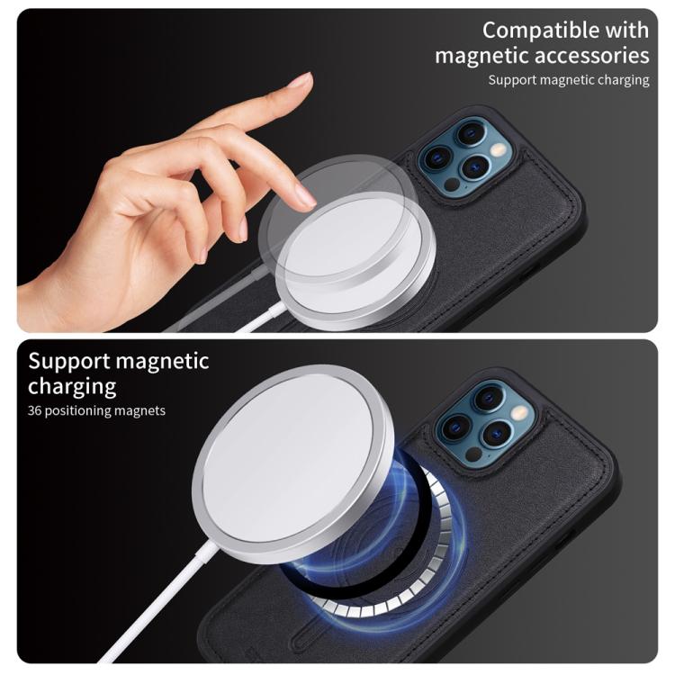 For iPhone 12 Pro Max BETOPNICE Horizontal Flip Detachable MagSafe Wallet Phone Case(Black)