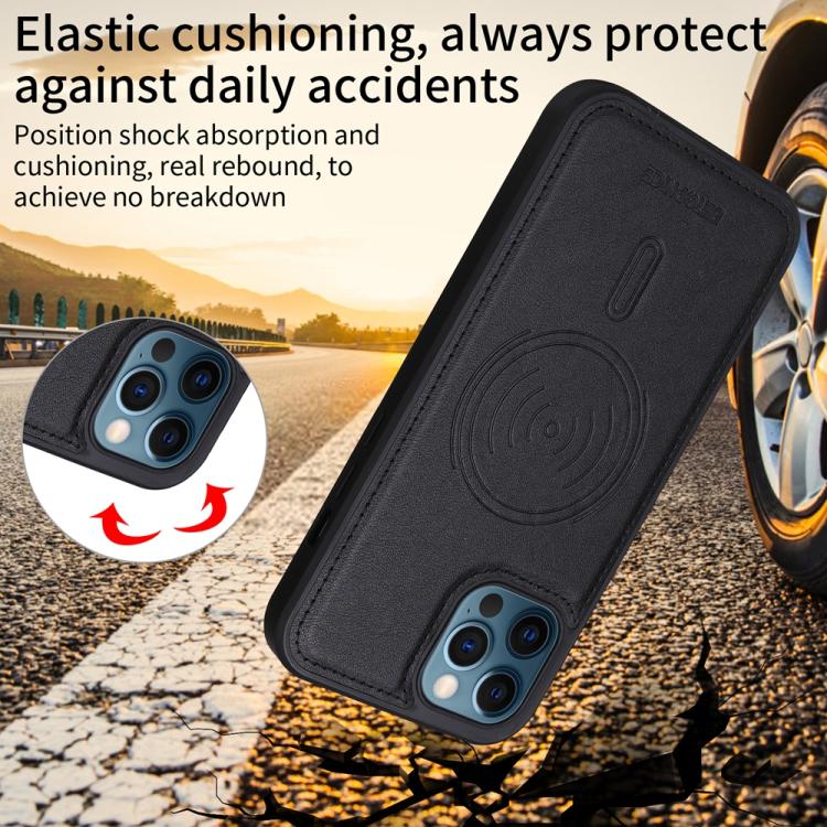 For iPhone 12 Pro Max BETOPNICE Horizontal Flip Detachable MagSafe Wallet Phone Case(Black)