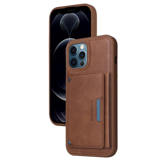Pour iPhone 12 Pro Max Étui portefeuille détachable à rabat horizontal MagSafe BETOPNICE (Marron)