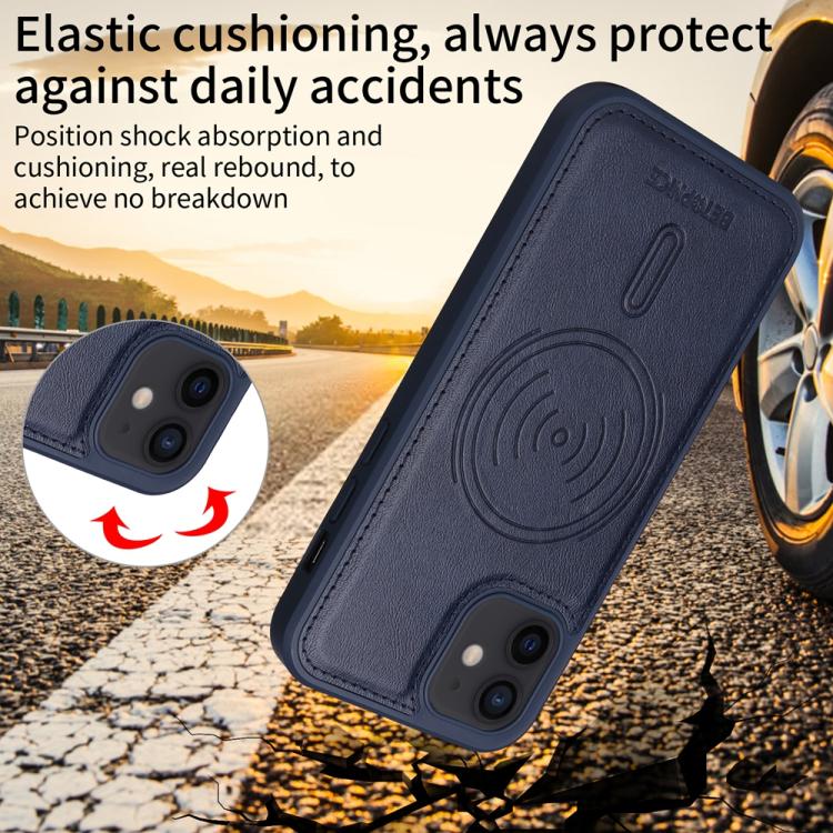 For iPhone 12 / 12 Pro BETOPNICE Horizontal Flip Detachable MagSafe Wallet Phone Case(Blue)