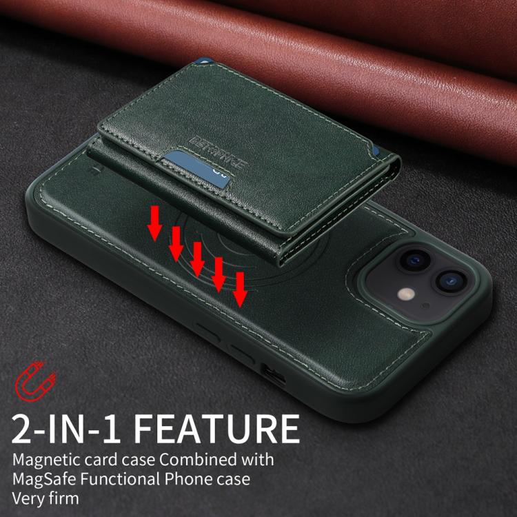 For iPhone 12 / 12 Pro BETOPNICE Horizontal Flip Detachable MagSafe Wallet Phone Case(Green)