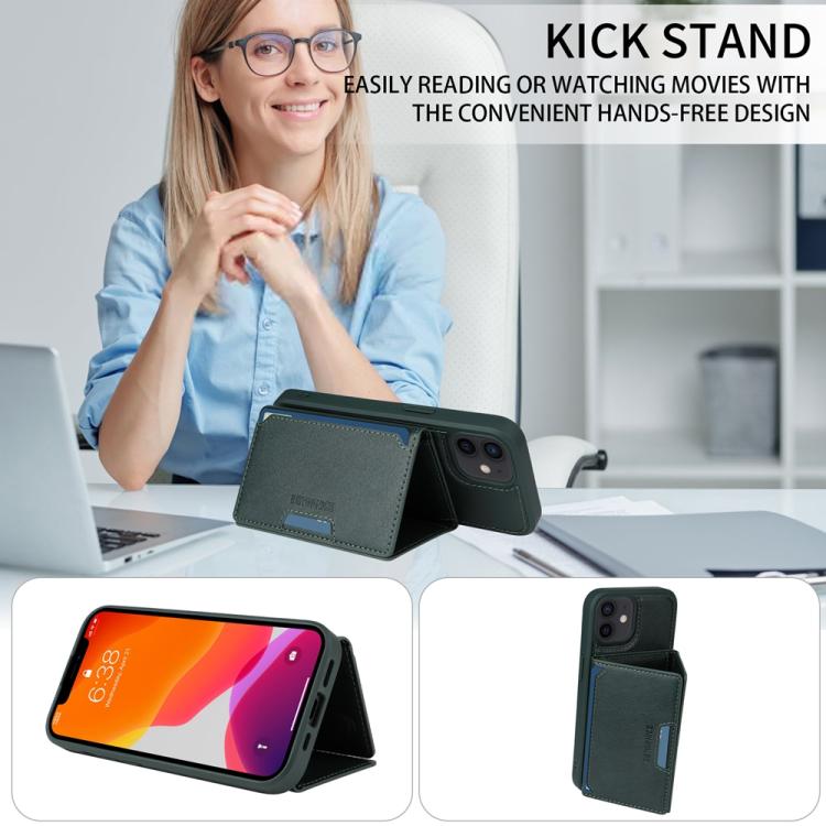 For iPhone 12 / 12 Pro BETOPNICE Horizontal Flip Detachable MagSafe Wallet Phone Case(Green)